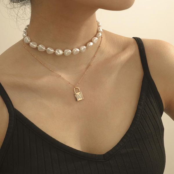 pendant necklaces pearl choker necklace female simple rhinestone butterfly multi-layer lock, Silver
pendant necklaces pearl choker necklace female simple rhinestone butterfly multi-layer lock, Silver