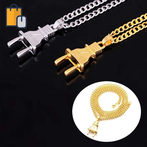 creative hip hop punk plug shape pendant necklace birthday gift couple jewelry f15, Silver
creative hip hop punk plug shape pendant necklace birthday gift couple jewelry f15, Silver