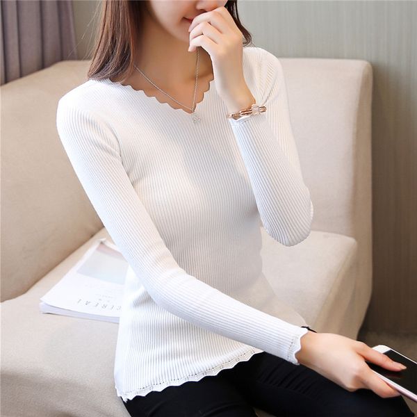 women's sweaters knit sweater women autumn winter pullover long sleeve slim slimming v-neck stretch bottoming, White;black
women's sweaters knit sweater women autumn winter pullover long sleeve slim slimming v-neck stretch bottoming, White;black