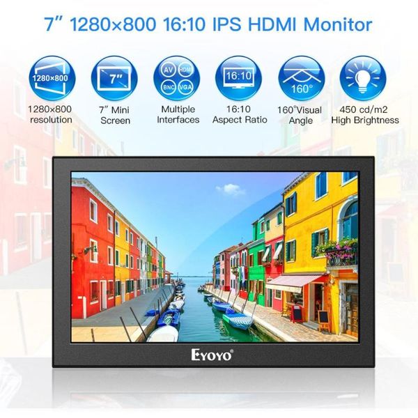 eyoyo em07h 7 inch mini ips 1280x800 lcd monitor pc computer screen hdmi industrial security screen display with vga av bnc
eyoyo em07h 7 inch mini ips 1280x800 lcd monitor pc computer screen hdmi industrial security screen display with vga av bnc