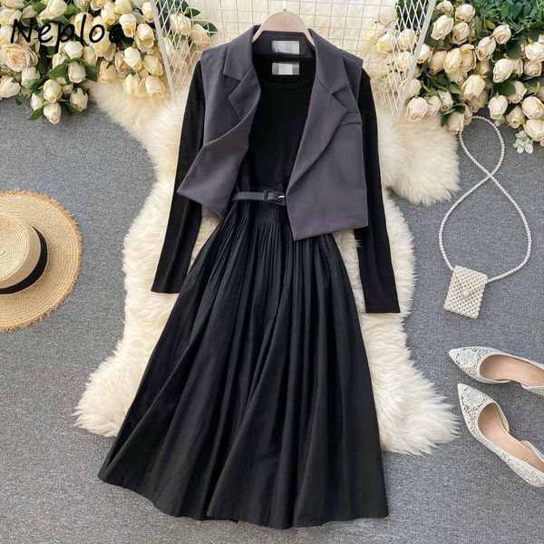 neploe autumn 2020 new women suit solid color fashion one button blazer vest + all-match o-neck pleated dress 2 piece set, Gray
neploe autumn 2020 new women suit solid color fashion one button blazer vest + all-match o-neck pleated dress 2 piece set, Gray