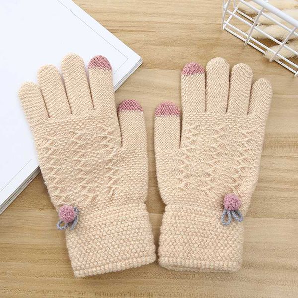 five fingers gloves winter knitted touch screen warm stretch pompom decor full finger mittens guantes elegant women sweet keep, Blue;gray
five fingers gloves winter knitted touch screen warm stretch pompom decor full finger mittens guantes elegant women sweet keep, Blue;gray