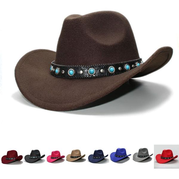 kid child retro 100% wool wide brim cowboy western cowgirl bowler hat fedora cap turquoise bead vintage leather band 54cm/adjust, Blue;gray
kid child retro 100% wool wide brim cowboy western cowgirl bowler hat fedora cap turquoise bead vintage leather band 54cm/adjust, Blue;gray