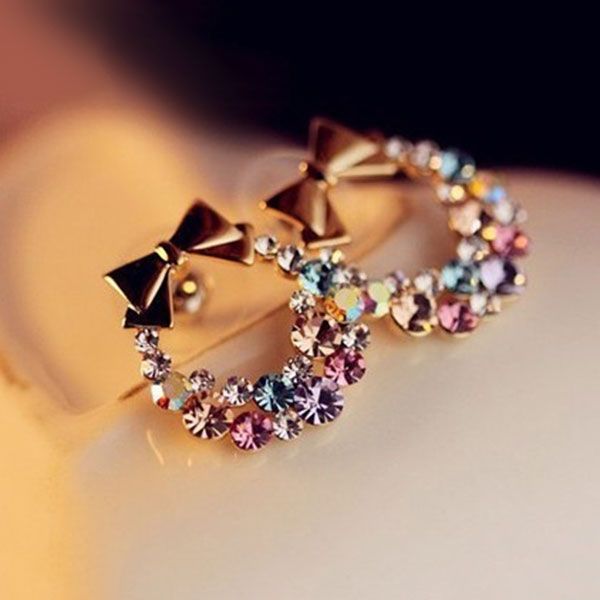fashion new cute crystal rinestone alloy charming bowknot studs earrings women fine jewelry ll@17, Golden;silver
fashion new cute crystal rinestone alloy charming bowknot studs earrings women fine jewelry ll@17, Golden;silver