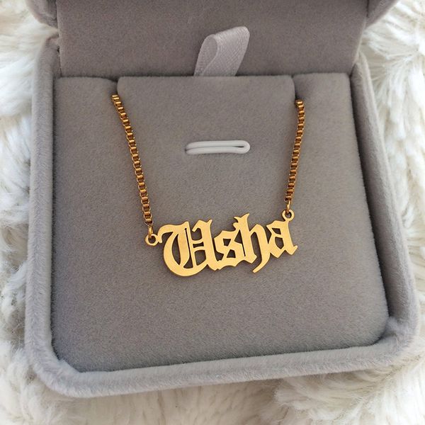 stainless steel box chain fashion old english name necklaces handmade custom number birth year charm jewelry wedding gifts, Silver
stainless steel box chain fashion old english name necklaces handmade custom number birth year charm jewelry wedding gifts, Silver