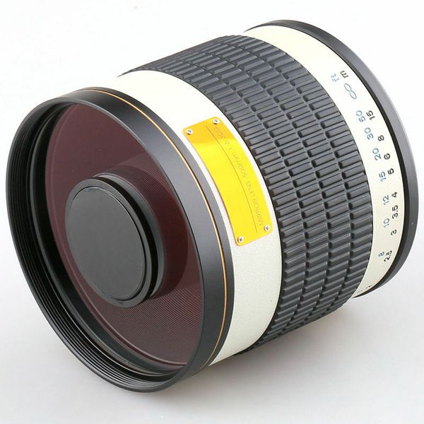jintu 500mm f/6.3 telep mirror lens + t2 adapter for canon eos dslr camera white