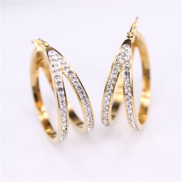 double crystal hoop earrings exquisite travel women jewelry prom fashion gift 30mm features cute and exaggerated sl56, Golden;silver
double crystal hoop earrings exquisite travel women jewelry prom fashion gift 30mm features cute and exaggerated sl56, Golden;silver