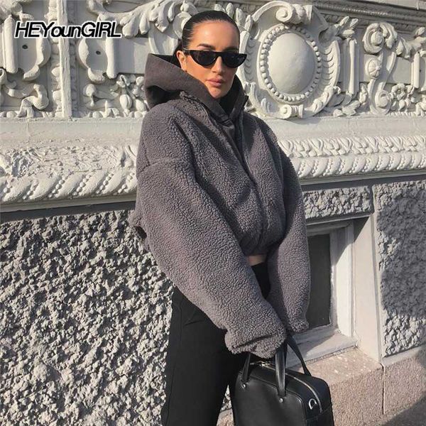 heyoungirl lambswool casual fuax fur coats women warm autumn gray crop jacket fashion long sleeve overcoat female streetwear, Black
heyoungirl lambswool casual fuax fur coats women warm autumn gray crop jacket fashion long sleeve overcoat female streetwear, Black