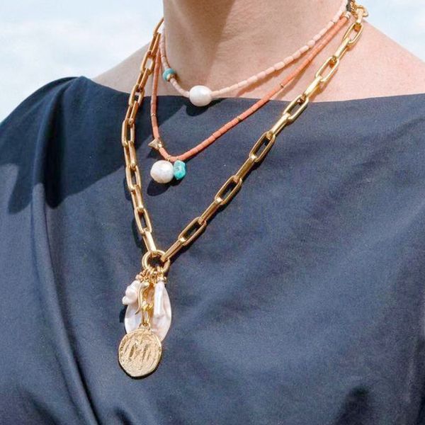 pendant necklaces multi-layer retro shell necklace for women baroque pearl beaded gold chain choker geometric bohemian jewelry gifts, Silver
pendant necklaces multi-layer retro shell necklace for women baroque pearl beaded gold chain choker geometric bohemian jewelry gifts, Silver
