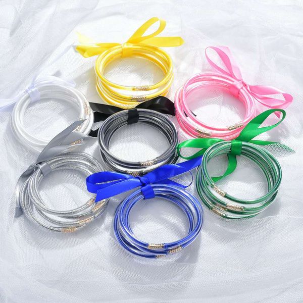 cross-border fashion multi-layer silicone gold powder bracelet ribbon set ladies bow chain, Golden;silver
cross-border fashion multi-layer silicone gold powder bracelet ribbon set ladies bow chain, Golden;silver