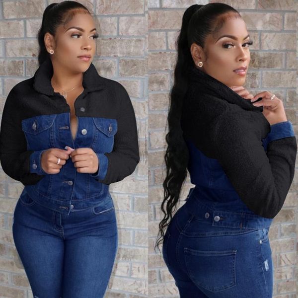 women's jackets fashion winterwomens casual turn-down solid coat womens denim and cashmere splice jacket slim stunning stylish, Black;brown
women's jackets fashion winterwomens casual turn-down solid coat womens denim and cashmere splice jacket slim stunning stylish, Black;brown