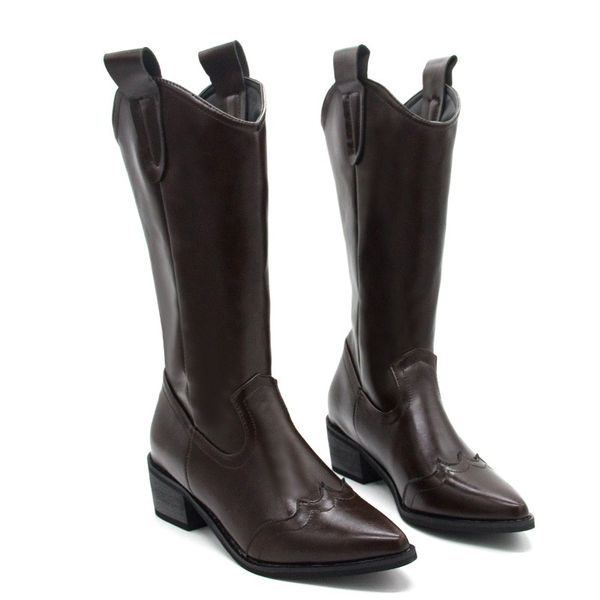 New Women Knee High Boots Pointed Toe Thick Heel Slip On Shoes Retro Western Boots Cowboy Shoes Footwear Mid-calf Winter, Brown
New Women Knee High Boots Pointed Toe Thick Heel Slip On Shoes Retro Western Boots Cowboy Shoes Footwear Mid-calf Winter, Brown