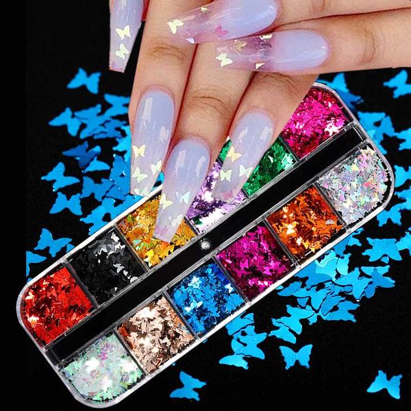 12 grid/set nail art 3d flakes holographics nail sequins sparkly 3d thin butterfly flakes polish decor for art accessories, Silver;gold
12 grid/set nail art 3d flakes holographics nail sequins sparkly 3d thin butterfly flakes polish decor for art accessories, Silver;gold