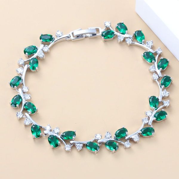 link, chain bracelet health fashion green cubic zirconia jewelry for women box sl139, Black
link, chain bracelet health fashion green cubic zirconia jewelry for women box sl139, Black