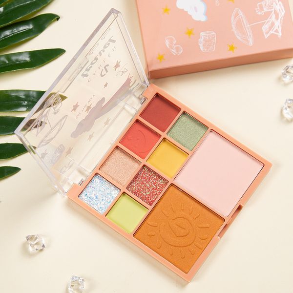 

long-lasting 10 color colorful shimmer make up maquillage luminous paletas de maquillaje eye shadow disc eyeshadow compact