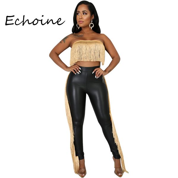strapless women 2 pieces set tassel pu leather crop + long pants slinky bodycon party night clubwear outfit stretch x0923, Gray
strapless women 2 pieces set tassel pu leather crop + long pants slinky bodycon party night clubwear outfit stretch x0923, Gray