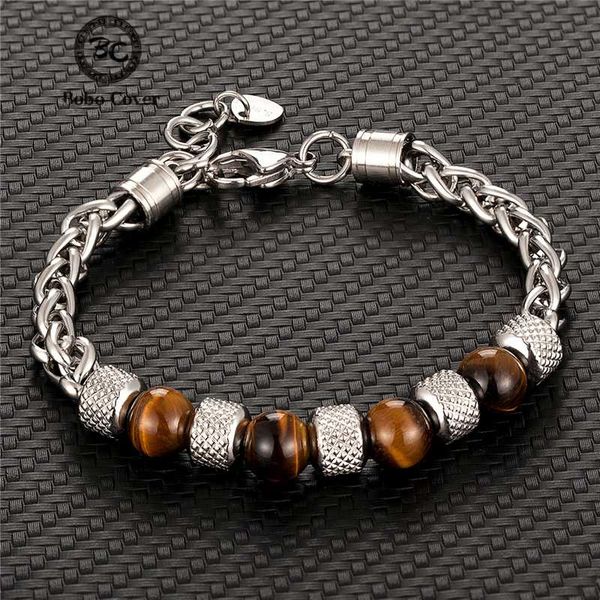 charm bracelets men's natural stone strand women unique stainless steel chain bangles tiger eye bead bracelet male jewelry gifts, Golden;silver
charm bracelets men's natural stone strand women unique stainless steel chain bangles tiger eye bead bracelet male jewelry gifts, Golden;silver