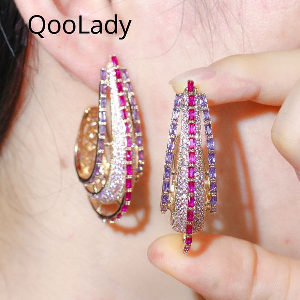 qoolady luxury wedding party good red purple zircon multilayer statement hoop earrings for fashion women engagement jewelry e203, Golden;silver
qoolady luxury wedding party good red purple zircon multilayer statement hoop earrings for fashion women engagement jewelry e203, Golden;silver
