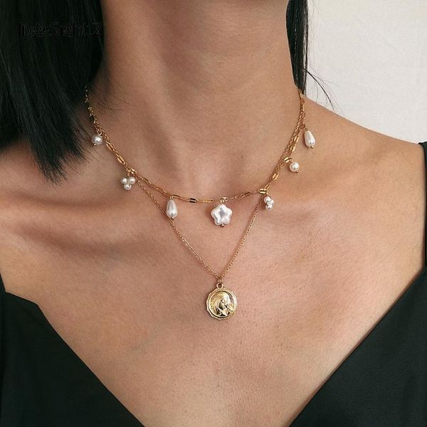 ingesight.z bohemia women multi layer star imitation pearl choker necklace collar statement carved coin pendant necklace jewelry, Golden;silver
ingesight.z bohemia women multi layer star imitation pearl choker necklace collar statement carved coin pendant necklace jewelry, Golden;silver
