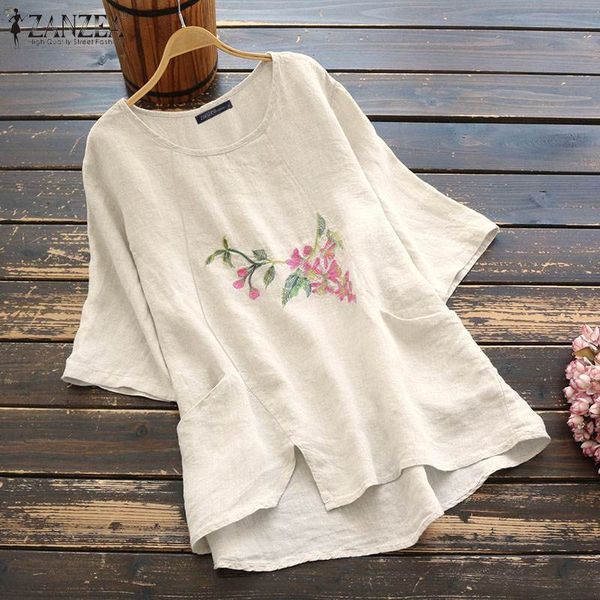 women's blouses & shirts elegant floral blouse 2021 zanzea embroidery casual short sleeve female asymmetrical blusas plus size tunic, White
women's blouses & shirts elegant floral blouse 2021 zanzea embroidery casual short sleeve female asymmetrical blusas plus size tunic, White