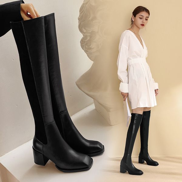 boots 2021 autumn winter square head warm leather all match fashion black thin leg high skinny stretch x518
boots 2021 autumn winter square head warm leather all match fashion black thin leg high skinny stretch x518