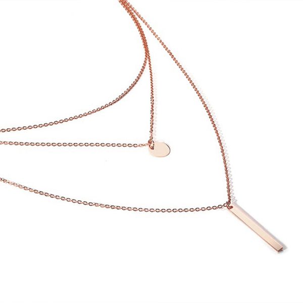 layering necklace set of 3 in rose gold stainless steel bar pendant charm disc drop ship jewelry, Silver
layering necklace set of 3 in rose gold stainless steel bar pendant charm disc drop ship jewelry, Silver