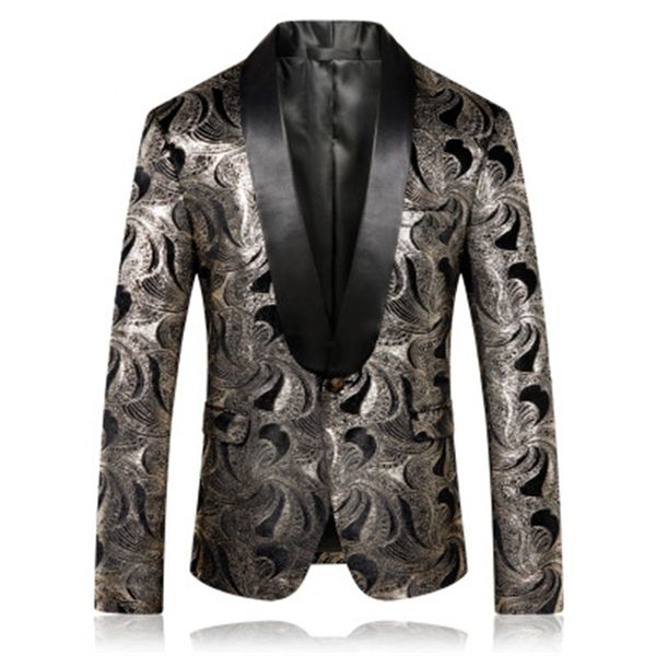 men's high-end bronzing embroidered blazer for wedding male slim fit korean casual single suit dress jacket, White;black
men's high-end bronzing embroidered blazer for wedding male slim fit korean casual single suit dress jacket, White;black