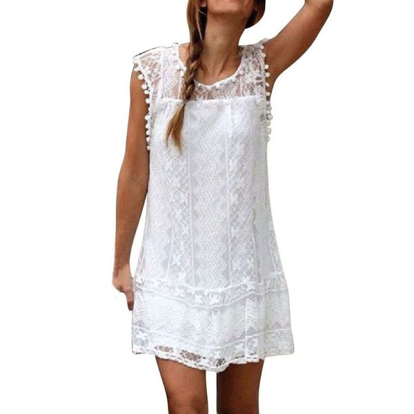 2020 summer women lace patchwork sleeveess dresses female elegant mini dress solid color o-neck loose blouse vestidos, Black;gray 
2020 summer women lace patchwork sleeveess dresses female elegant mini dress solid color o-neck loose blouse vestidos, Black;gray