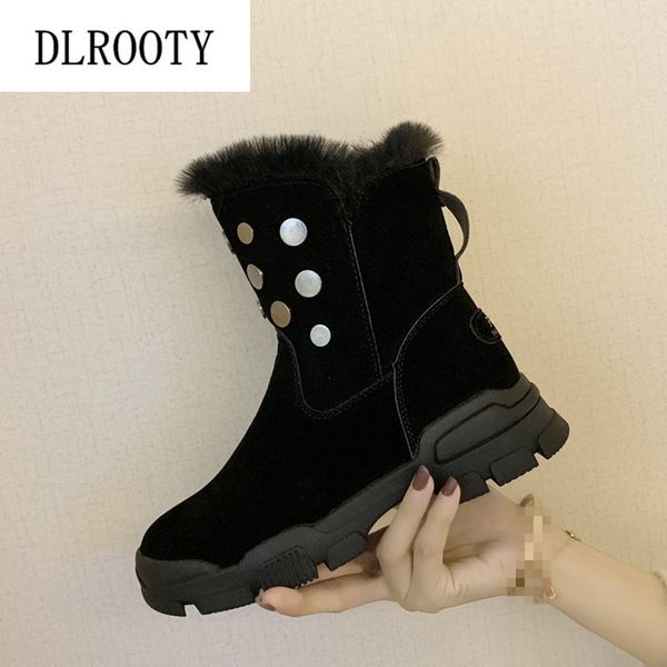 women snow boots ankle winter warm short plush female leather casual shoes flat fashion rivet platform round toe zip thick sole, Black
women snow boots ankle winter warm short plush female leather casual shoes flat fashion rivet platform round toe zip thick sole, Black