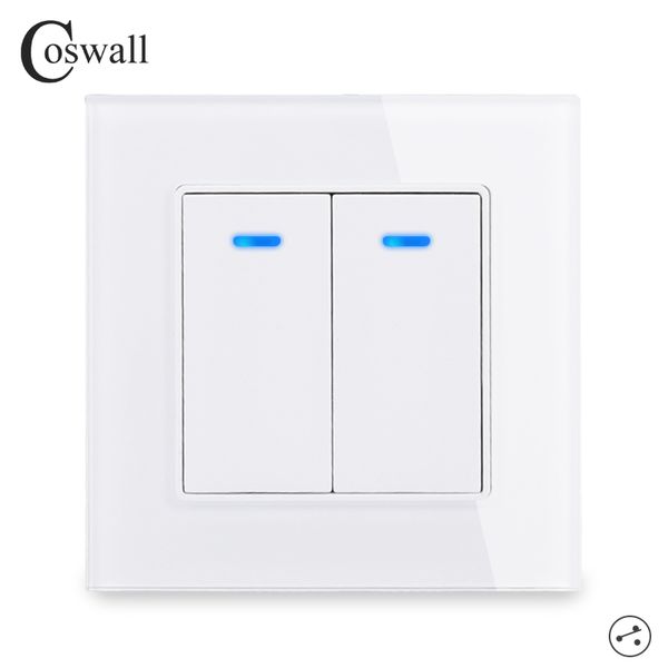 coswall crystal glass panel 2 gang 2 way pass through on / off light switch stair wall switch switched with led indicator 16a
coswall crystal glass panel 2 gang 2 way pass through on / off light switch stair wall switch switched with led indicator 16a