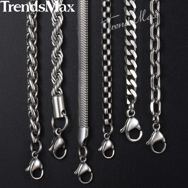 trendsmax 5/6mm necklace men stainless steel rope snake box cuban link chain 2020 fashion long necklaces men jewelry 18-36" knn2, Silver
trendsmax 5/6mm necklace men stainless steel rope snake box cuban link chain 2020 fashion long necklaces men jewelry 18-36" knn2, Silver
