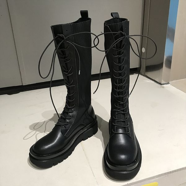 to knee-high boots women fashion genuine leather lace-up high long boots ladies platform shoes thick bottom, Black
to knee-high boots women fashion genuine leather lace-up high long boots ladies platform shoes thick bottom, Black