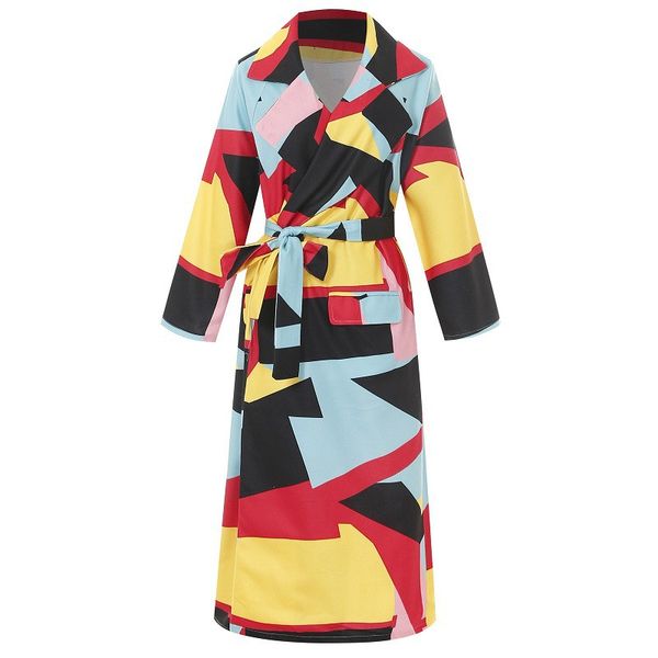 women's jackets winter colorful print coat for women 2021 fashion geometric long loose overcoat femme sleeved belt coats, Black;brown
women's jackets winter colorful print coat for women 2021 fashion geometric long loose overcoat femme sleeved belt coats, Black;brown