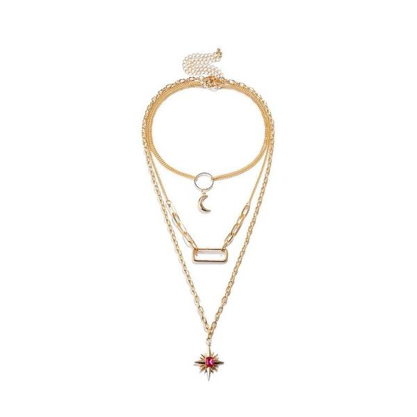 new bohemia multi layer moon star necklace for women vintage red crystal metal gold color geometric chain neck collar jewelry, Silver
new bohemia multi layer moon star necklace for women vintage red crystal metal gold color geometric chain neck collar jewelry, Silver