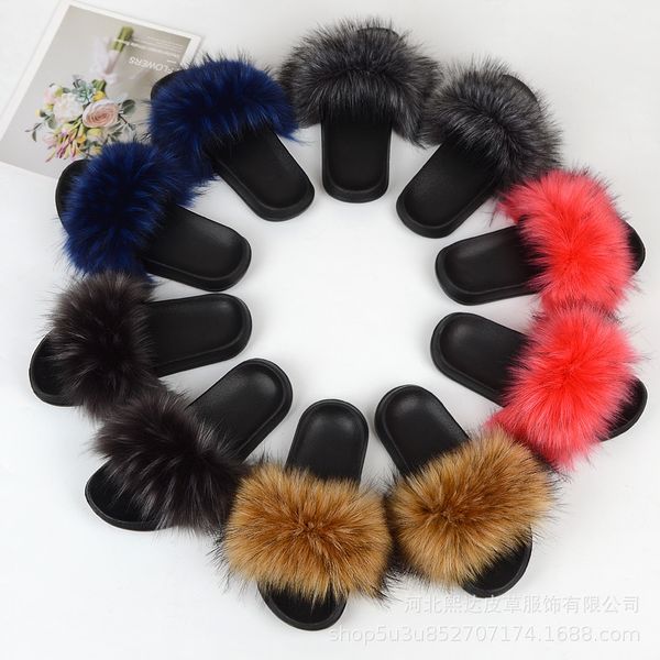 women designers clothes 2021 imitation fox fur slippers flat heel non-slip home outdoor sandals woman shoes dhl, Black
women designers clothes 2021 imitation fox fur slippers flat heel non-slip home outdoor sandals woman shoes dhl, Black