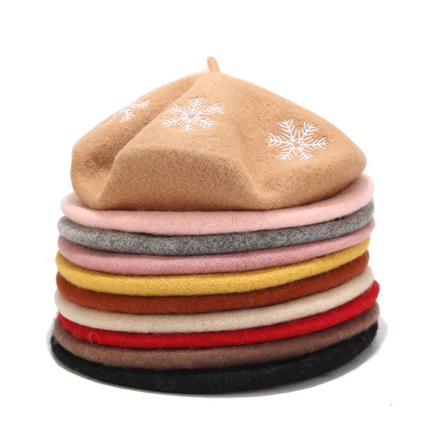 berets snowflake embroidery woolen beret female japanese harajuku retro painter hat, Blue;gray
berets snowflake embroidery woolen beret female japanese harajuku retro painter hat, Blue;gray