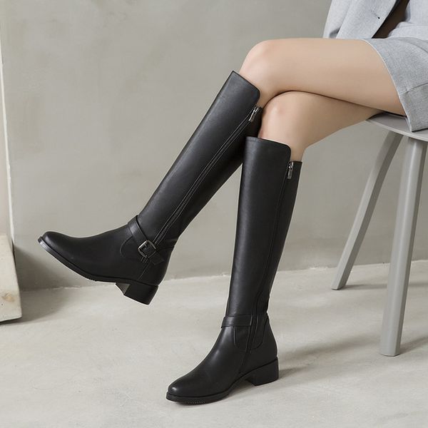 basic knee-high boots warm short plush handmade cow leather med square heel women winter shoes boots, Black
basic knee-high boots warm short plush handmade cow leather med square heel women winter shoes boots, Black