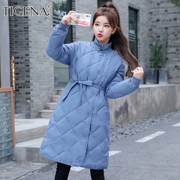 women's down & parkas tigena long winter jacket coat women 2021 autumn korean casual cotton padded knee length outwear female blue, Black
women's down & parkas tigena long winter jacket coat women 2021 autumn korean casual cotton padded knee length outwear female blue, Black