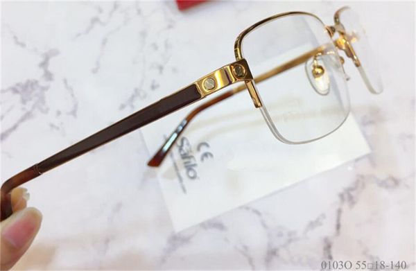 new fashion design glasses frame 18k half frame optical glasses simple business style transparent lens with box 0103, Black
new fashion design glasses frame 18k half frame optical glasses simple business style transparent lens with box 0103, Black