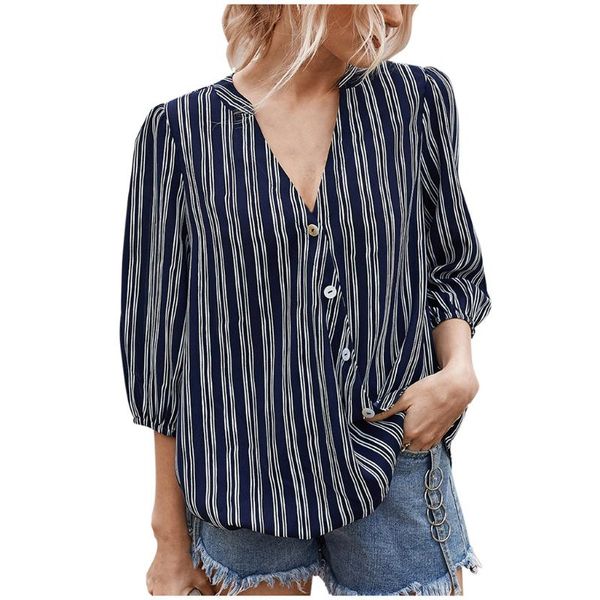 chamsgend women's blouse polyester tunic women's v-neck women striped print 3/4 sleeve button down shirts drop shipping csv, White
chamsgend women's blouse polyester tunic women's v-neck women striped print 3/4 sleeve button down shirts drop shipping csv, White