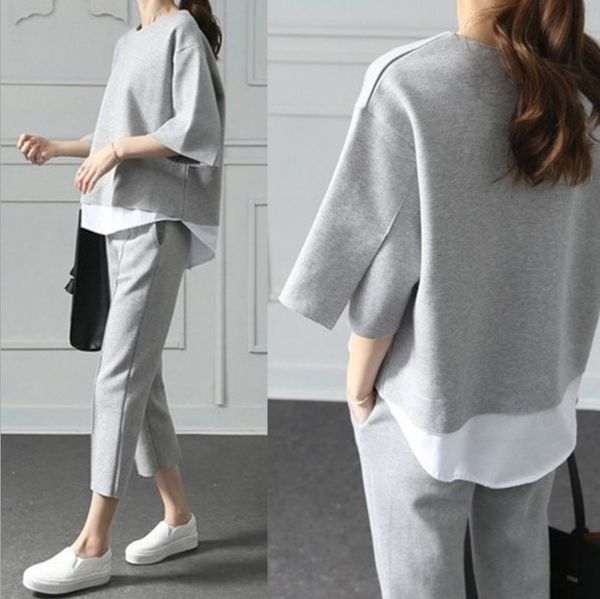 women's 2019 fake women's two-piece capri pants two-piece contrast color split fashion casual capri pants cr9qk, Gray
women's 2019 fake women's two-piece capri pants two-piece contrast color split fashion casual capri pants cr9qk, Gray