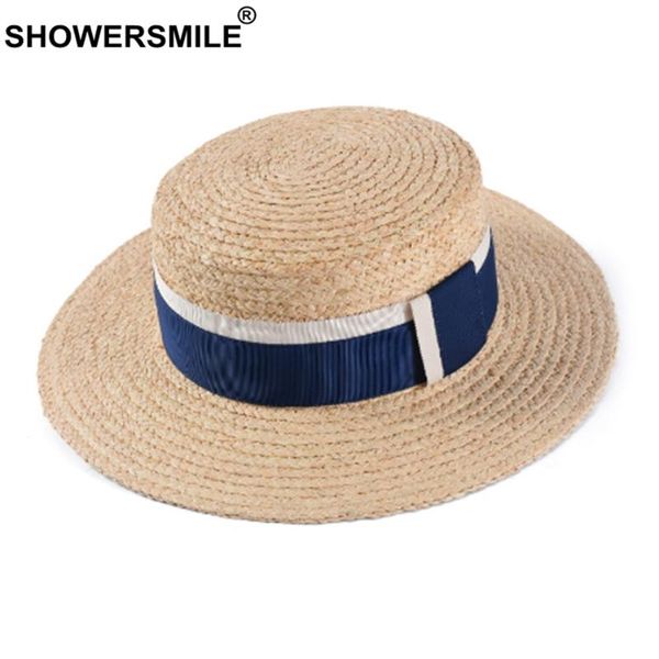 showersmile riffia straw hat female beige panama sun hats women fashion summer beach uv protection ladies casual boater flat cap, Blue;gray
showersmile riffia straw hat female beige panama sun hats women fashion summer beach uv protection ladies casual boater flat cap, Blue;gray