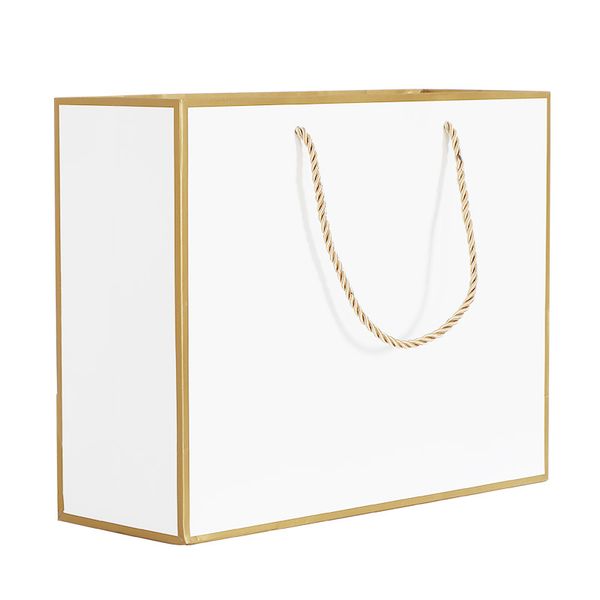 gift wrap 100pcs/lot creative design gold border white kraft paper bag with handle wedding party favor bags wholesale
gift wrap 100pcs/lot creative design gold border white kraft paper bag with handle wedding party favor bags wholesale