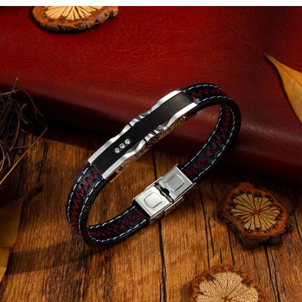 trendy jewelry men black leather rope zircon bracelet adjustable bracelets bangles punk male wrist band pulsera hombre, Golden;silver
trendy jewelry men black leather rope zircon bracelet adjustable bracelets bangles punk male wrist band pulsera hombre, Golden;silver