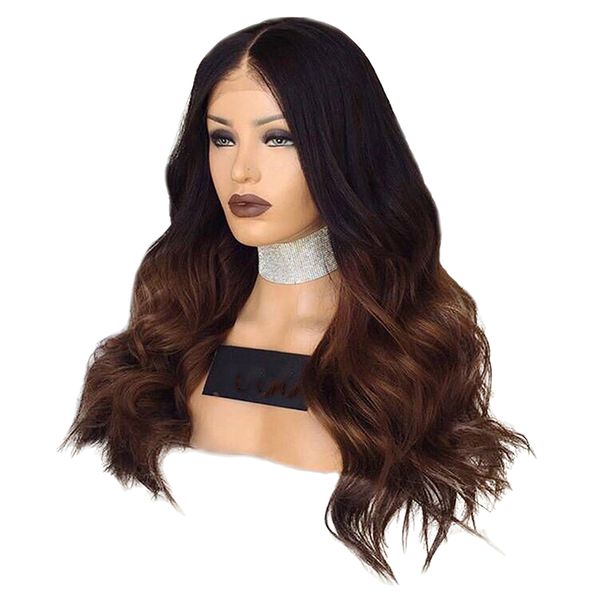 26 inch natural long synthetic wig wave front lace wig heat safe wigs brown, Black
26 inch natural long synthetic wig wave front lace wig heat safe wigs brown, Black