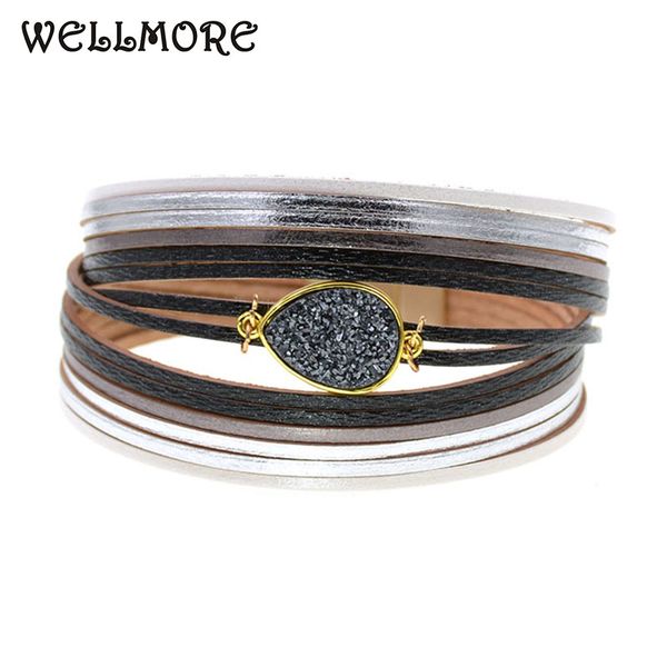 charm bracelets wellmore gradient ramp leather for women men's wrap couples fashion jewelry wholesale drop, Golden;silver
charm bracelets wellmore gradient ramp leather for women men's wrap couples fashion jewelry wholesale drop, Golden;silver