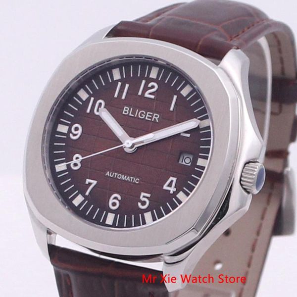 bliger 40mm automatic mechanical men watch square watch case leather strap sapphire glass luminous wristwatch men, Slivery;brown
bliger 40mm automatic mechanical men watch square watch case leather strap sapphire glass luminous wristwatch men, Slivery;brown