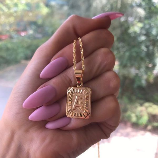 pendant necklaces initial letter necklace for women charm gold color capital stainless steel square alphabet cuban chain, Silver
pendant necklaces initial letter necklace for women charm gold color capital stainless steel square alphabet cuban chain, Silver