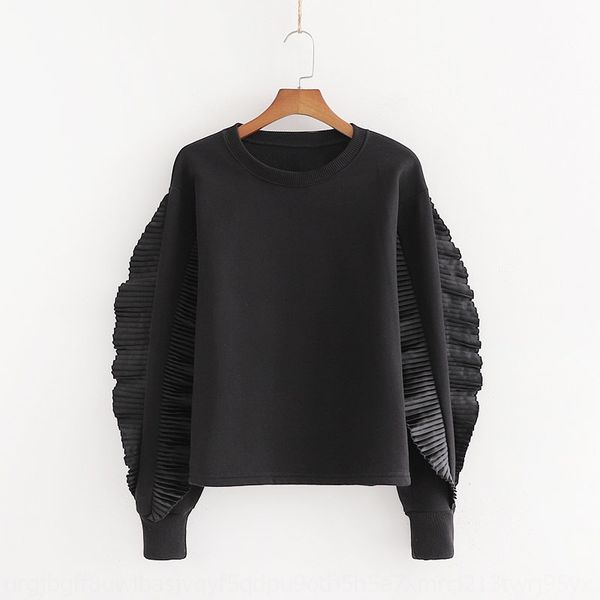 f9518-women's clothing 2019 spring and autumn new round neck sleeves pleated ruffled sweater stitching sweater for women uuskc, Black
f9518-women's clothing 2019 spring and autumn new round neck sleeves pleated ruffled sweater stitching sweater for women uuskc, Black
