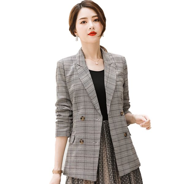 female elegant formal new fashion women blazer jacket fall winter gray apricot plaid girl work wear long sleeve double breasted, White;black
female elegant formal new fashion women blazer jacket fall winter gray apricot plaid girl work wear long sleeve double breasted, White;black